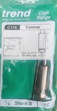 Image of Trend C116x1/4tc CraftPro TCT Bearing Guided Trimmer Cutter 12.7 x 25.4mm 1/4"