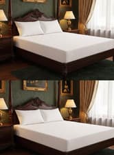 Image of Luxury 600 Thread Count Egyptian Cotton Fitted Sheet Hotel Quality- White & Grey