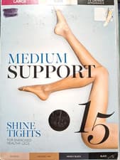 Image of 1Pair M&S 15 Denier Black Medium Support Slimming Gloss Tights Large FREE P&P