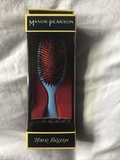 Image of Mason Pearson Blue Handy Size Hair Brush Including Cleaner Brand New In Box