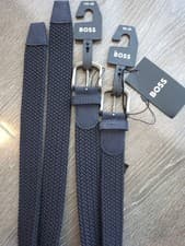 Image of BOSS Hugo Boss Men’s Woven Elasticated Belt Navy Blue BNWT . Size 95-36