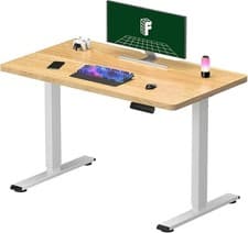 Image of FLEXISPOT ONE PIECE Electric Standing Desk, Home Office 100 x 60 cm Maple Boxed