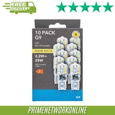 Image of 10 Pack G9 LED Bulbs - Warm White - 2.2W (25W Equivalent) - Non-Dimmable ⭐⭐⭐⭐⭐