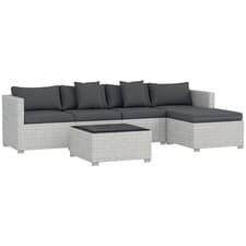 Image of Outsunny 6 Pieces Rattan Furniture Set Garden Sofa Set Mixed Grey