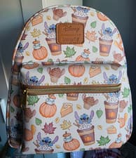 Image of Loungefly Disney Lilo & Stitch Pumpkin Spice Latte Autumn Mini Backpack