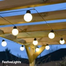 Image of 4.5m Battery Power Frosted Festoon Warm White LED Outdoor String Timer Lights