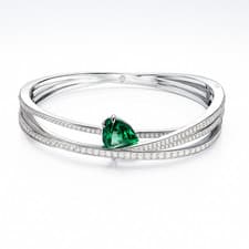 Image of Swarovski Hyperbola Green Bracelet Rhodium Plated Zirconia Size S 5665325