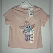 Image of Star Wars Girls Kids Crew Neck Short Sleeve "Keeping It Cool" Baby Yoda T-Shirt