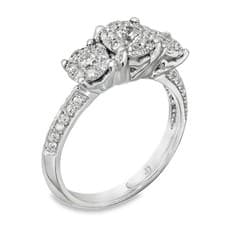 Image of 18ct White Gold Illusion-Set Diamond Cluster Ring - 0.75ct