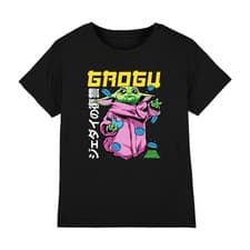 Image of The Mandalorian Grogu Neon Macarons Kids T-Shirt 7-13 Years, Black