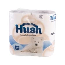 Image of Hush White Toilet Tissue 4 Pack Triple Layers Luxury