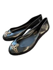 Image of Vivienne Westwood x Melissa Anglomania Black Jelly Ballet Flats UK3 EU36 New