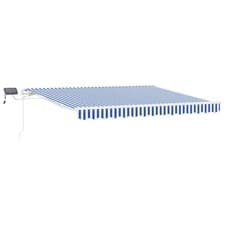 Image of vidaXL Retractable Awning Manual Blue and White 350 x 250 cm, Adjustable Awning