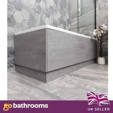 Image of Concrete Grey MDF 1800mm Adjustable Bathroom Front Bath Panel | Can Cut To Size