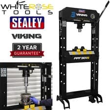 Image of Sealey Air Hydraulic Press Viking 30tonne Floor Type Sliding Ram Foot Pedal