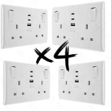 Image of Double 13A Switched Socket with 15W USB A & 2 x C Charger Port Masterplug UK