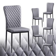 Image of 4/6PCS PU Leather Dining Chairs High Backrest Padded Seat Kitchen Home Office