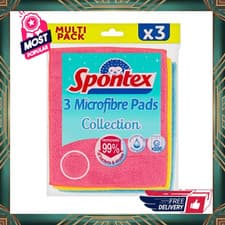 Image of Spontex Microfibre Pads, 3 Count (Pack of 1) FREE DELIVERY ✅