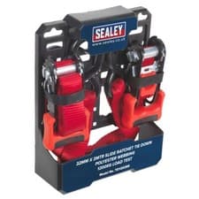 Image of Sealey Slide Ratchet Tie Down 32mm x 3m Polyester Webbing with S-Hooks 1200kg Br
