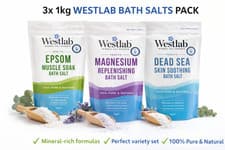 Image of Westlab 3x1kg Bath Salts Magnesium, Epsom & Dead Sea. Relax muscle, Sleep & Skin
