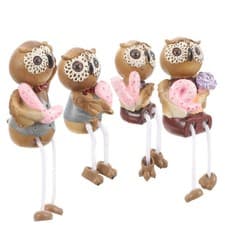 Image of 4 Pcs Owl Shape Ornament Figurines Home Decor Hanging Decoration