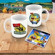Image of Simpsons Hit and Run PS2 Game Inspired Ceramic Mug and Plastic Coaster Set