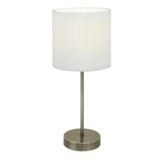 Image of Modern Antique Brass 35cm Table Lamp Bedside Light White Micropleat Shade