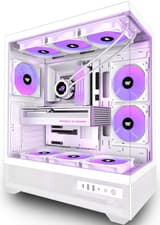 Image of PC Gaming Case ATX Mid Tower 6 ARGB Fans Tempered Glass USB Type C White