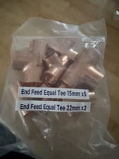 Image of End Feed Equal Tee 15mm X5 End Feed Equal Tee 22mm X2