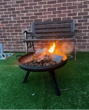Image of Fire Pit Outdoor, Garden Patio Heater Charcoal Log Wood Burner, Steel Fire Bowl