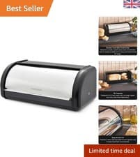Image of Elegant 12L Equip Roll Front Bread Bin in Carbon Steel - Easy Access & Freshness