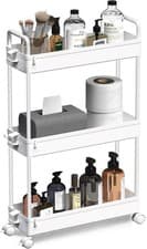 Image of 3 Tier Rolling Storage Trolley Cart Kitchen Bathroom Utility Shelf Rack Wheels