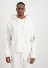 Image of ALPHA INDUSTRIES 118349 626 Mens Organics OS Oversized Hoodie Jumper White XL