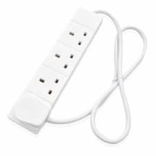 Image of Extension Lead Multi Plug Mains Cables 1 2 3 4 6 8 10 Gang UK Plug Black & White