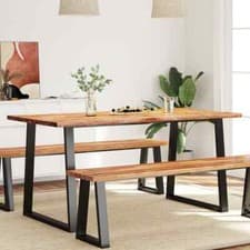 Image of Dining Table with Live Edge 160x80x75 cm Solid Wood Acacia vidaXL