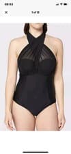 Image of Curvy Kate Wrapsody Bandeau Swimsuit Swimming Costume CS5600 Black Swimwear
