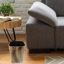 Image of Stylish Imitated Wood Waste Bin for Living Room Bedroom Kitchen 14L