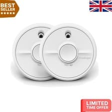 Image of 2 X Home Fire Alarm Smoke Detector Fireangel Twin Pack with Battery.