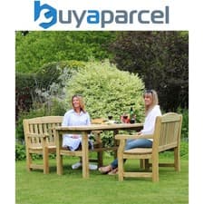 Image of Zest Emily Wooden Dining Table & 2 x Bench Set Garden Patio Chair Seat