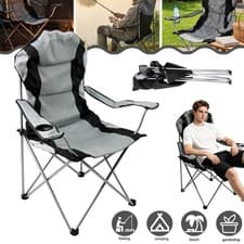 Image of Steel Frame Folding Chair with 2 Armrests, Fast Fold Design for Camping, Picnic