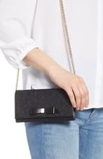 Image of BNWT Ted Baker ALAINE Black Bow Leather Purse on Chain Crossbody Bag RRP £99