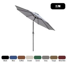 Image of 2.5/2.7/3M Round Garden Parasol LED Umbrella Tilt Crank Sun Shade Patio Fabric