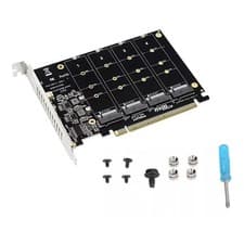 Image of 4-Port M.2 NVME SSD to PCIe 3.0 4.0 X16 Connector Expansion Card 4 x 32Gbps