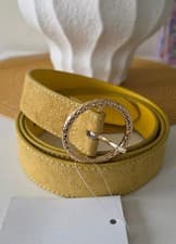 Image of Stylish Belt With Round Buckle Suede Look