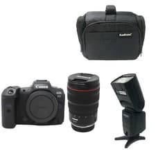 Image of Canon EOS R5 Mirrorless Camera + RF 24-70mm f/2.8L IS USM Lens + Bag + Flash