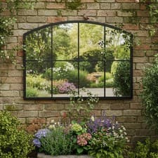 Image of Black Arched Window Wall Mirror - 100cm x 70cm