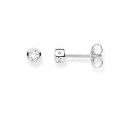 Image of Thomas Sabo Women's White Zirconia Stud Earrings in 925 Silver - Perfect Gift