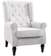 Image of Accent Armchair Home Furniture Retro Tufted Club Wood Fabric Cream White