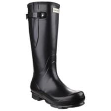 Image of HUNTER FIELD WELLINGTON BOOTS With Side Adjustable Black Green Sizes 4 5 6 7 8