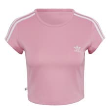 Image of Adidas Adicolor Classics Crop 3-STRIPES T-shirt Pink UK Sz 8 BNWT